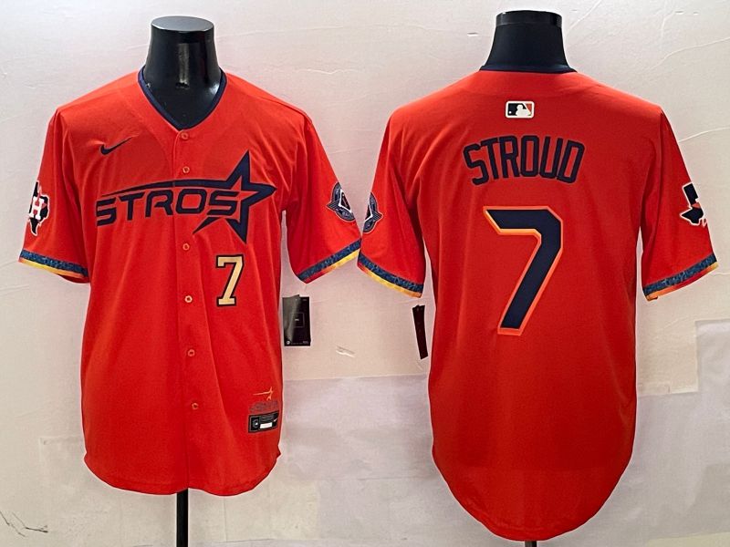 Men Houston Astros #7 Stroud Orange Fourth generation Joint Name Nike 2025 MLB Jersey style 2->los angeles dodgers->MLB Jersey